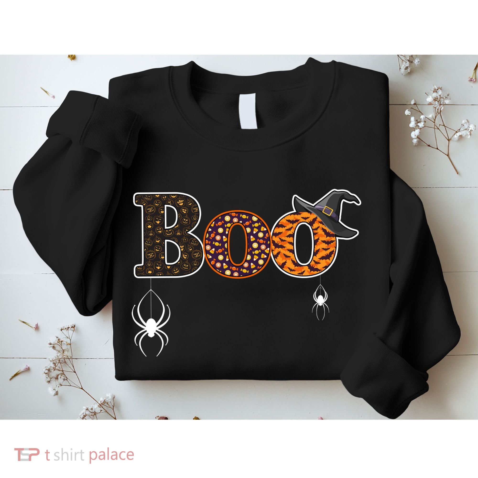 BOO Spiders Witches Logo Sweatshirt