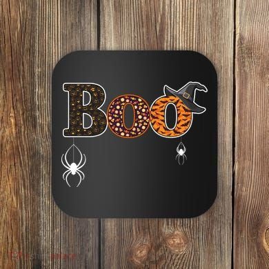 BOO Spiders Witches Logo Coaster