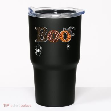 BOO Spiders Witches Logo Tumbler