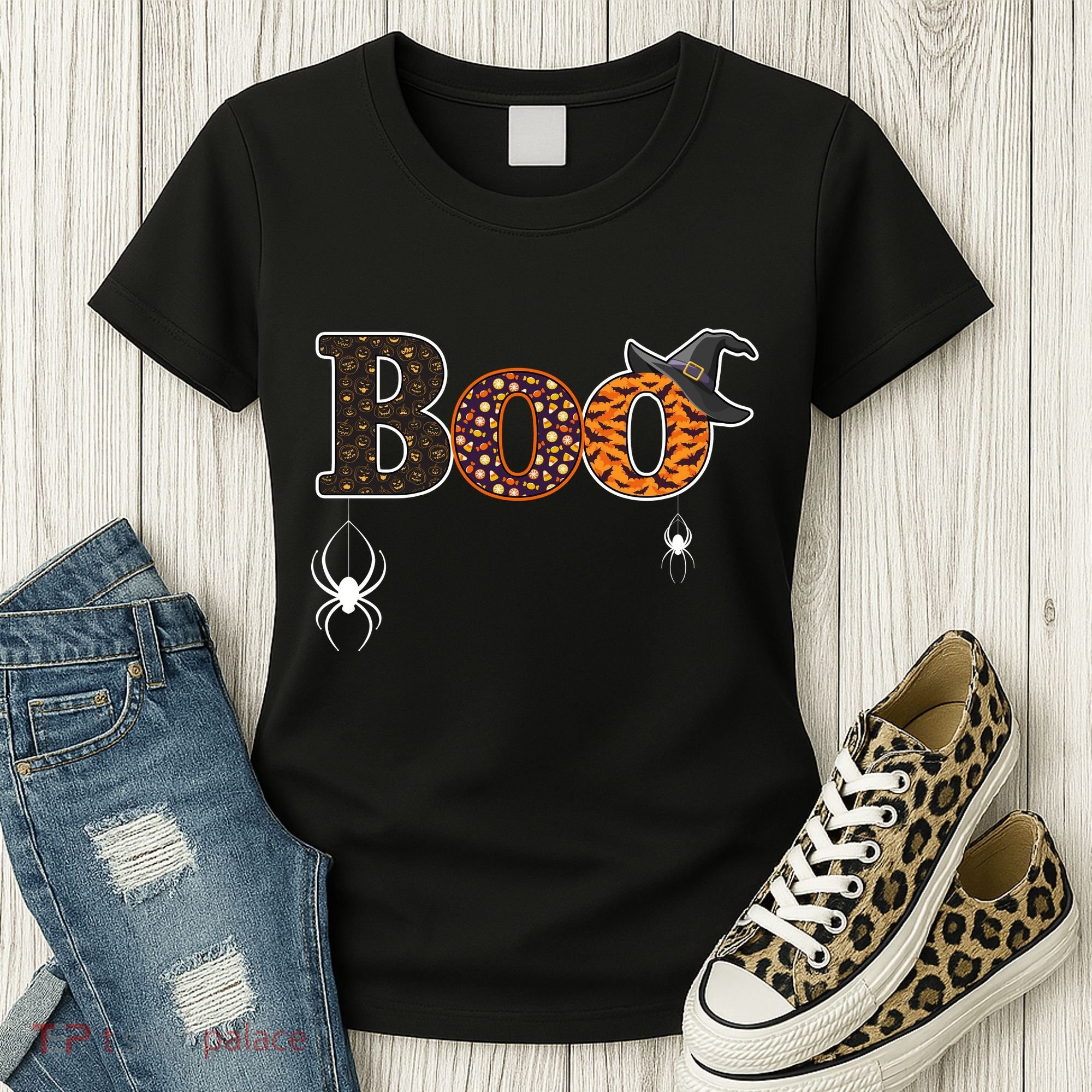 BOO Spiders Witches Logo Women's T-Shirt