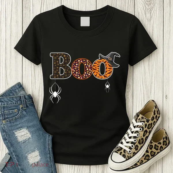 BOO Spiders Witches Logo Women's T-Shirt