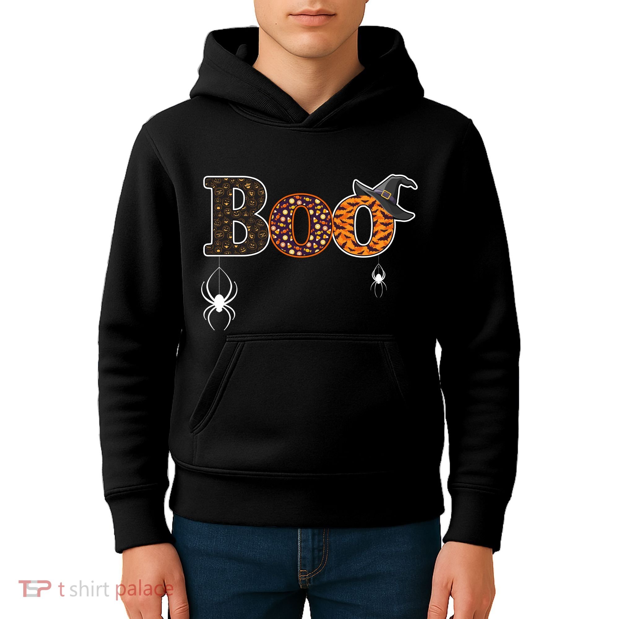 BOO Spiders Witches Logo Kids Hoodie