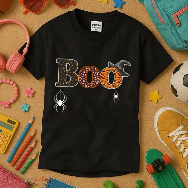 BOO Spiders Witches Logo Kids T-Shirt