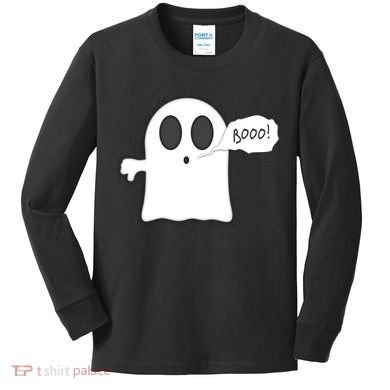 Boo Thumbs Down Ghost Kids Long Sleeve Shirt