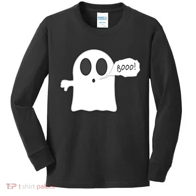Boo Thumbs Down Ghost Kids Long Sleeve Shirt