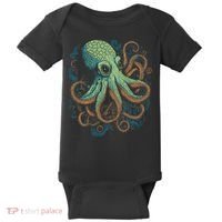 Beautiful Octopus Ocean Animal Lover Artistic Graphic Baby Bodysuit thumb 0
