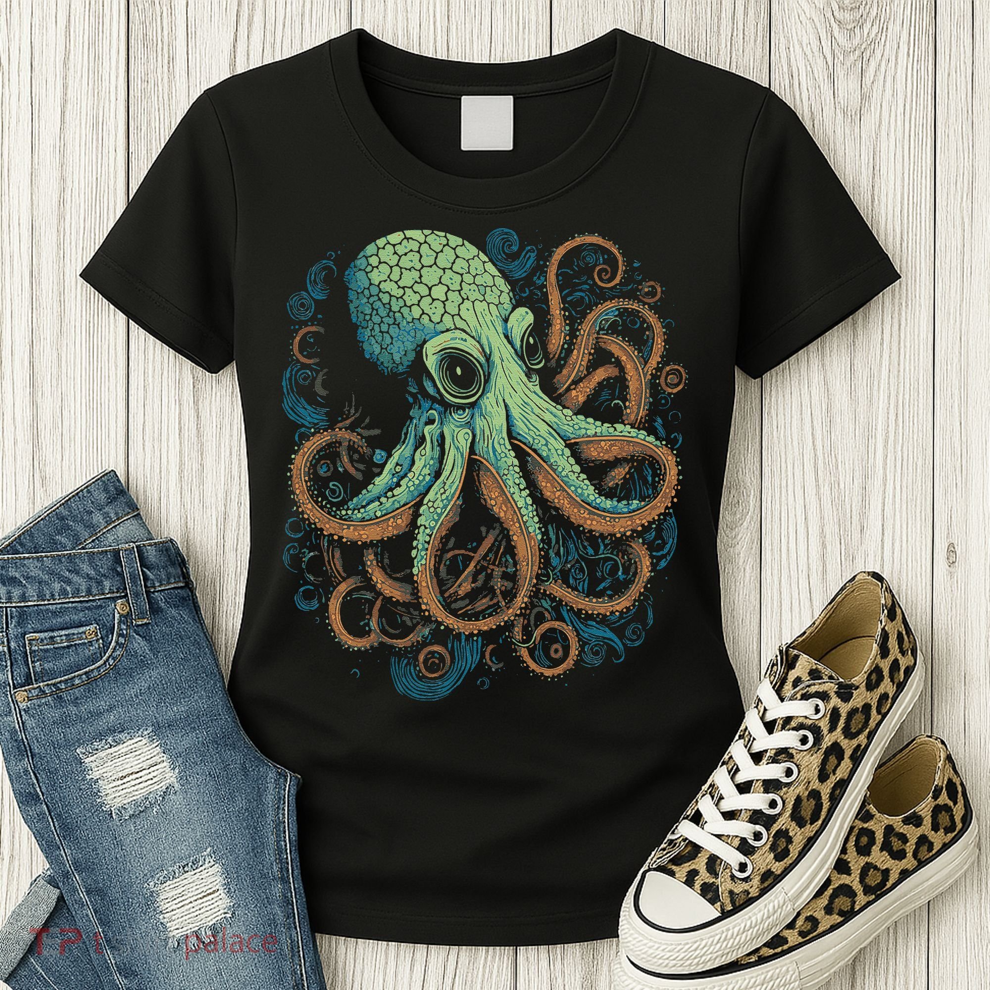 Beautiful Octopus Ocean Animal Lover Artistic Graphic Women's T-Shirt