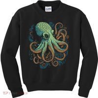 Beautiful Octopus Ocean Animal Lover Artistic Graphic Kids Sweatshirt thumb 0