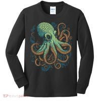 Beautiful Octopus Ocean Animal Lover Artistic Graphic Kids Long Sleeve Shirt thumb 0