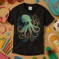 Beautiful Octopus Ocean Animal Lover Artistic Graphic Kids T-Shirt thumb 3