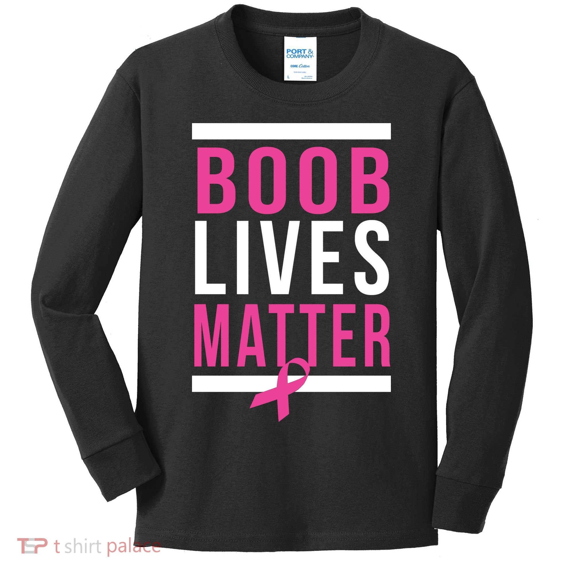 Boob Lives Matter Breast Cancer Awareness Kids Long Sleeve Shirt