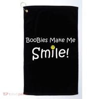 Boobies Make Me Smile Golf Towel thumb 0