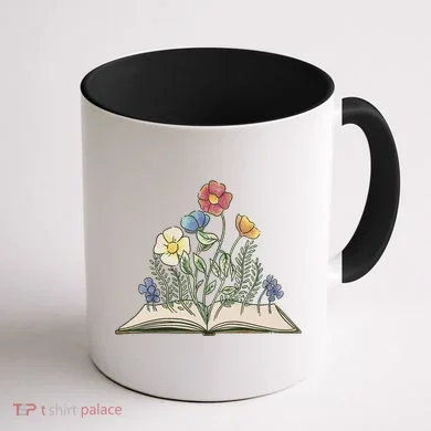 Book With Flowers Coffee Mug back