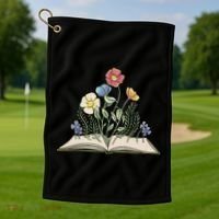 Book With Flowers Golf Towel thumb 1