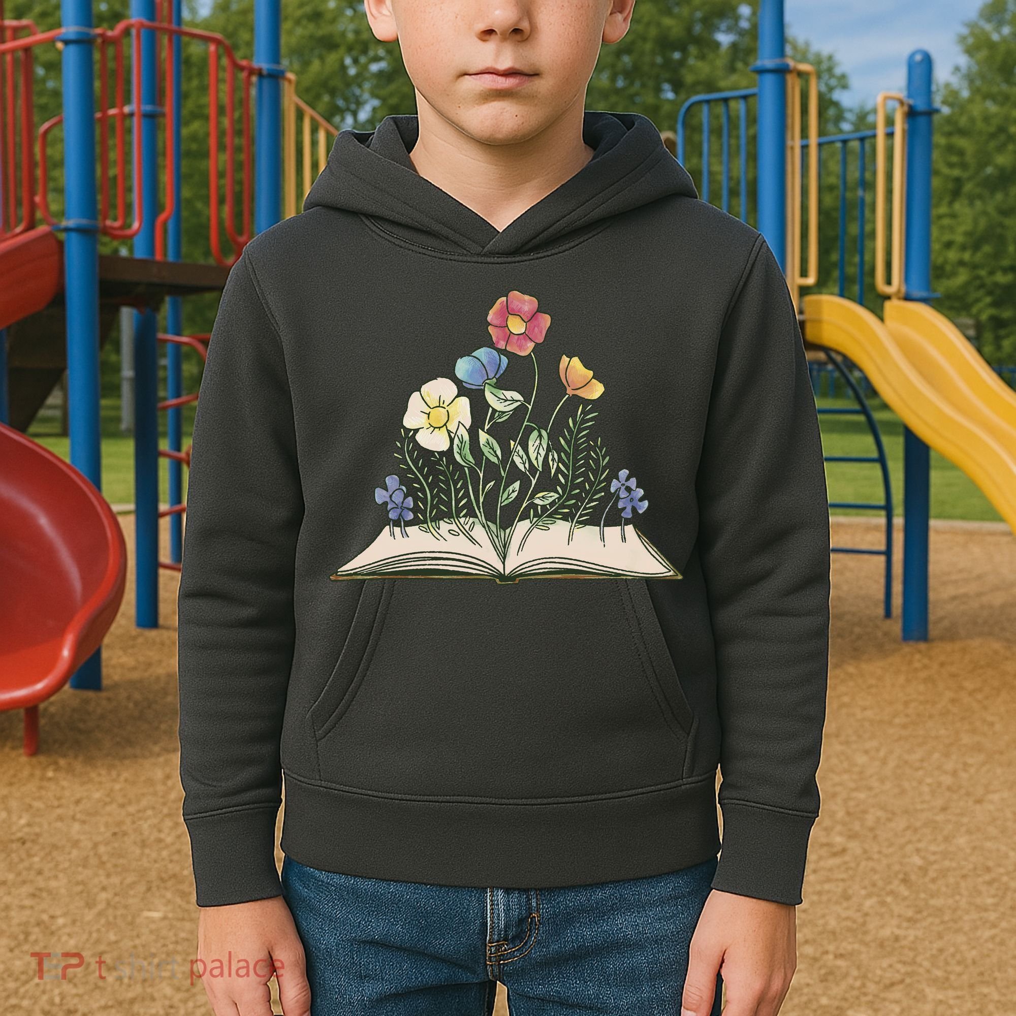 Book With Flowers Kids Hoodie