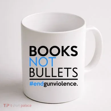 Books Not Bullets Coffee Mug back