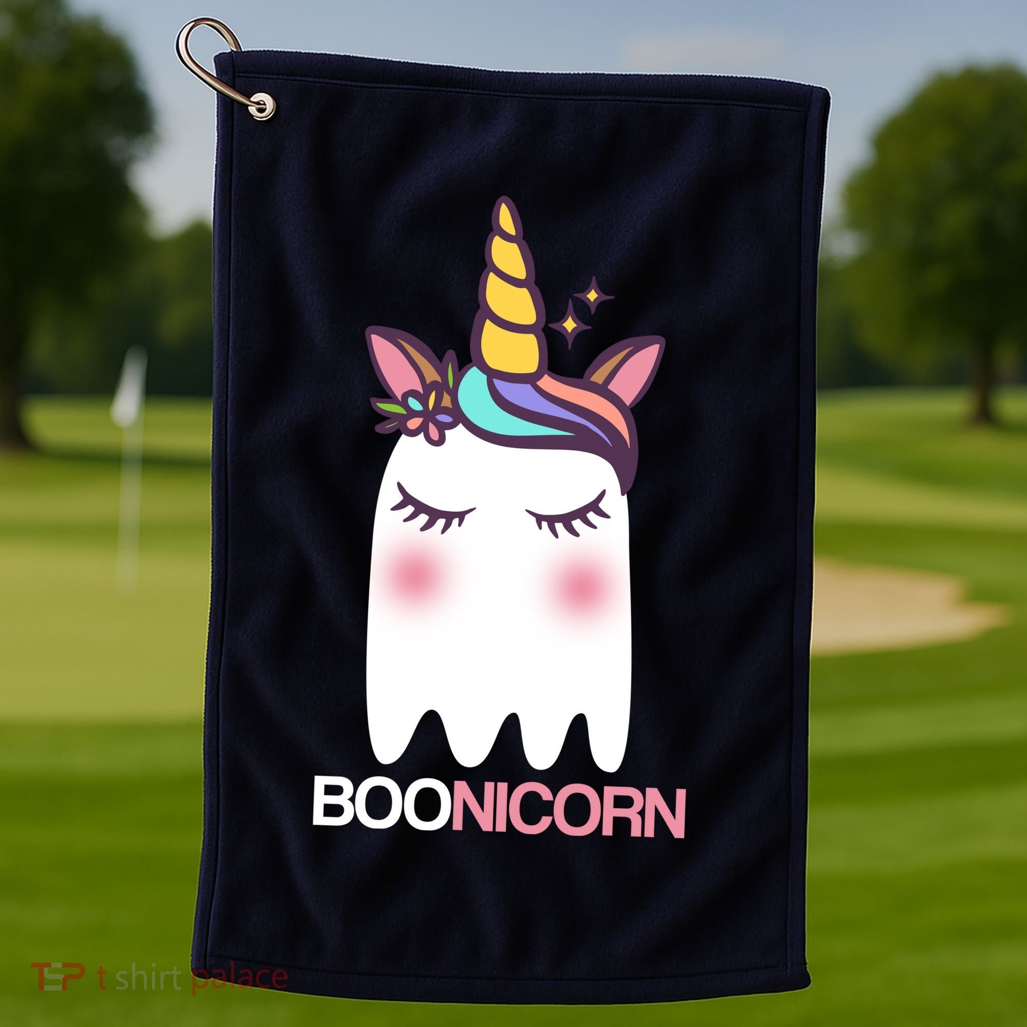 Boonicorn Halloween Unicorn Ghost Golf Towel