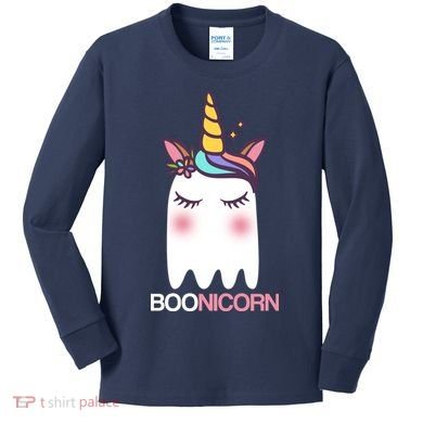 Boonicorn Halloween Unicorn Ghost Kids Long Sleeve Shirt