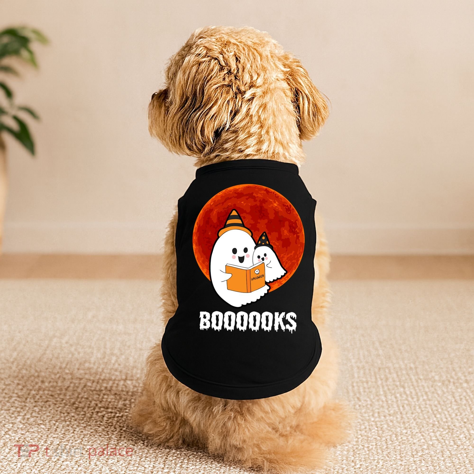Boooooks Funny Cute Halloween Book Doggie Tank