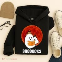 Boooooks Funny Cute Halloween Book Hoodie thumb 4