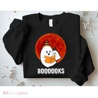 Boooooks Funny Cute Halloween Book Sweatshirt thumb 2