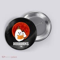 Boooooks Funny Cute Halloween Book Button thumb 0