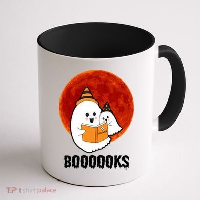 Boooooks Funny Cute Halloween Book Coffee Mug back