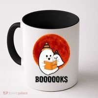 Boooooks Funny Cute Halloween Book Coffee Mug thumb 0