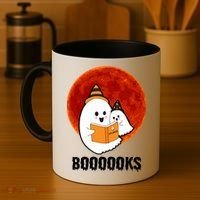 Boooooks Funny Cute Halloween Book Coffee Mug thumb 4