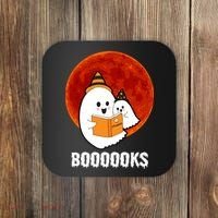 Boooooks Funny Cute Halloween Book Coaster thumb 0
