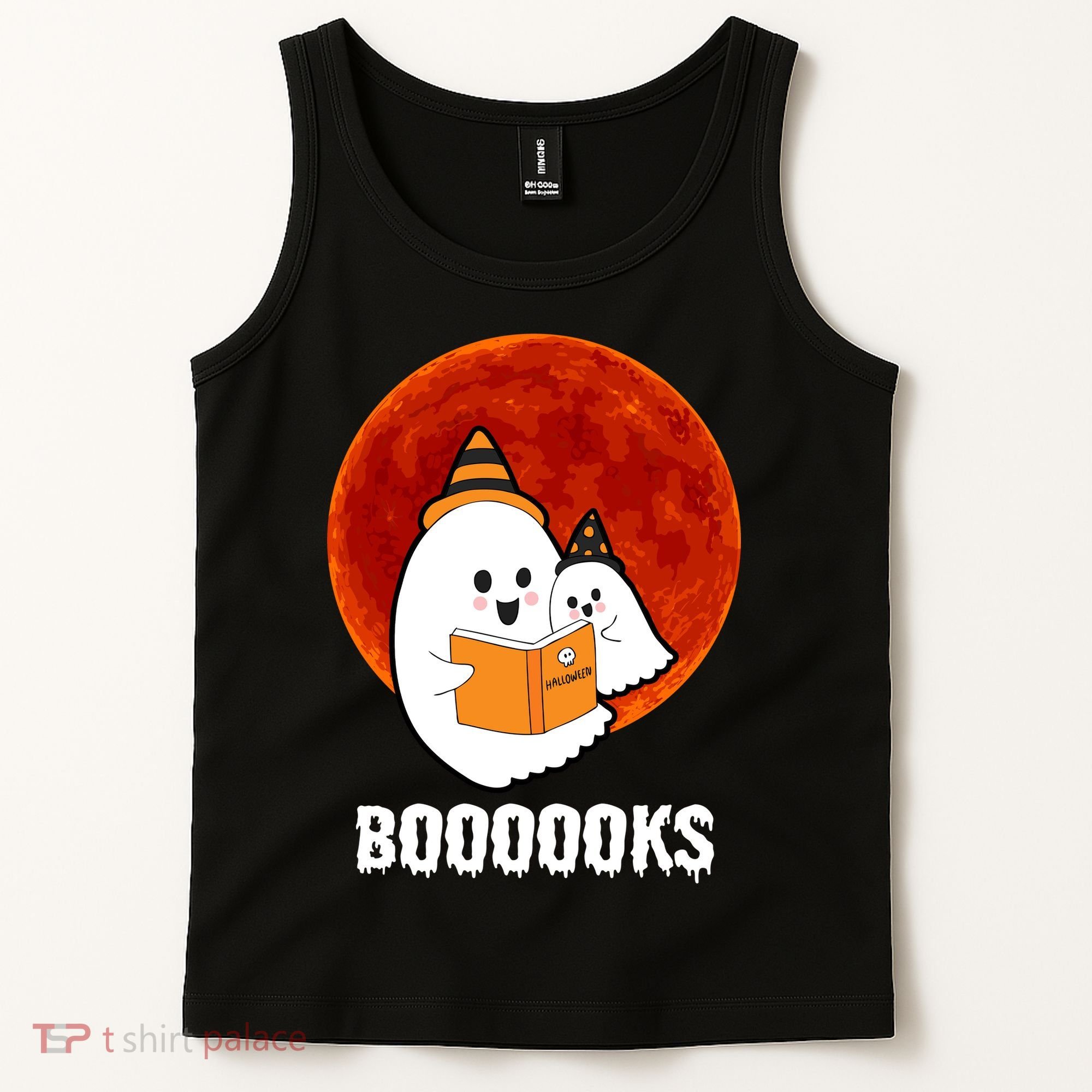Boooooks Funny Cute Halloween Book Tank Top