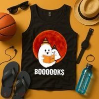 Boooooks Funny Cute Halloween Book Tank Top thumb 4