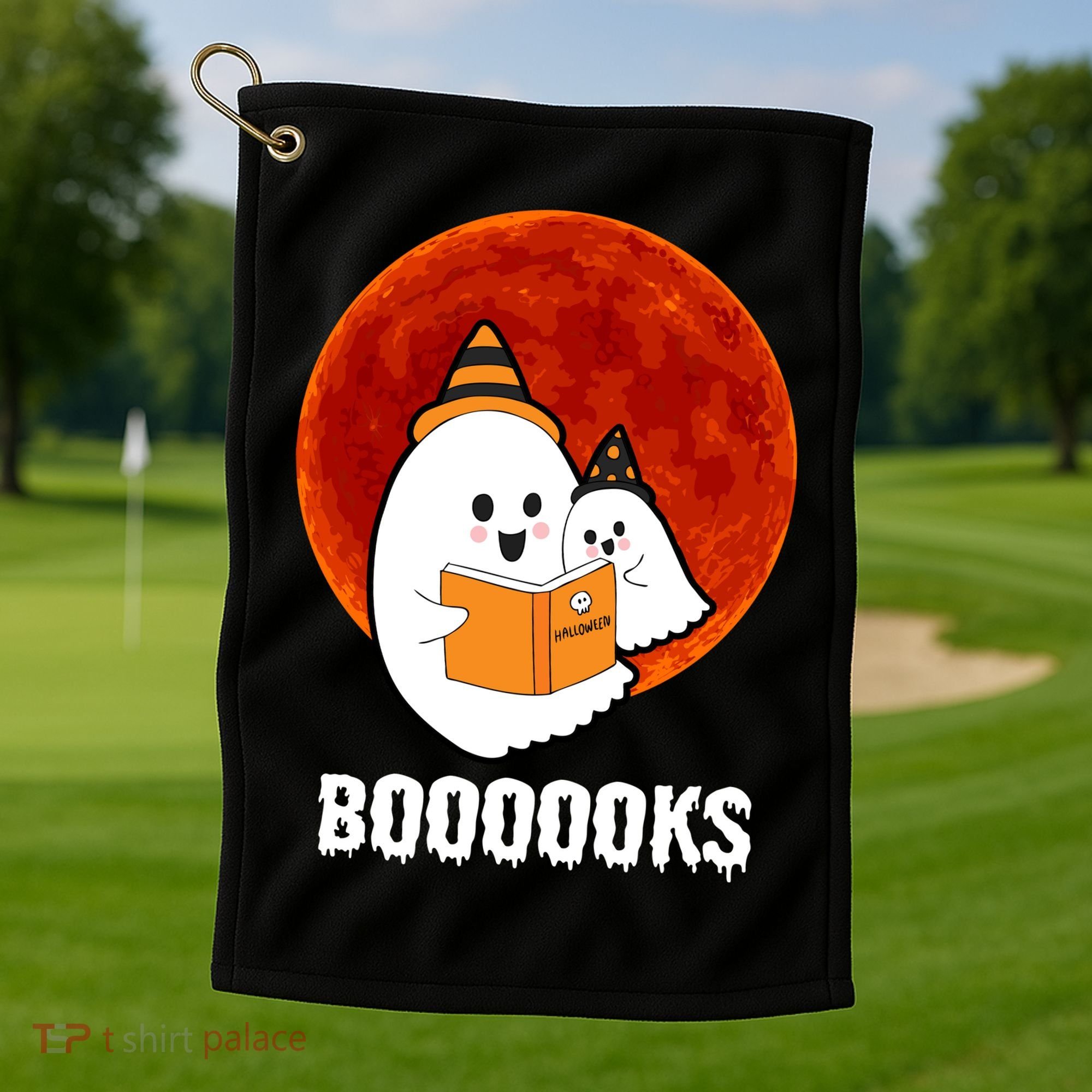 Boooooks Funny Cute Halloween Book Golf Towel