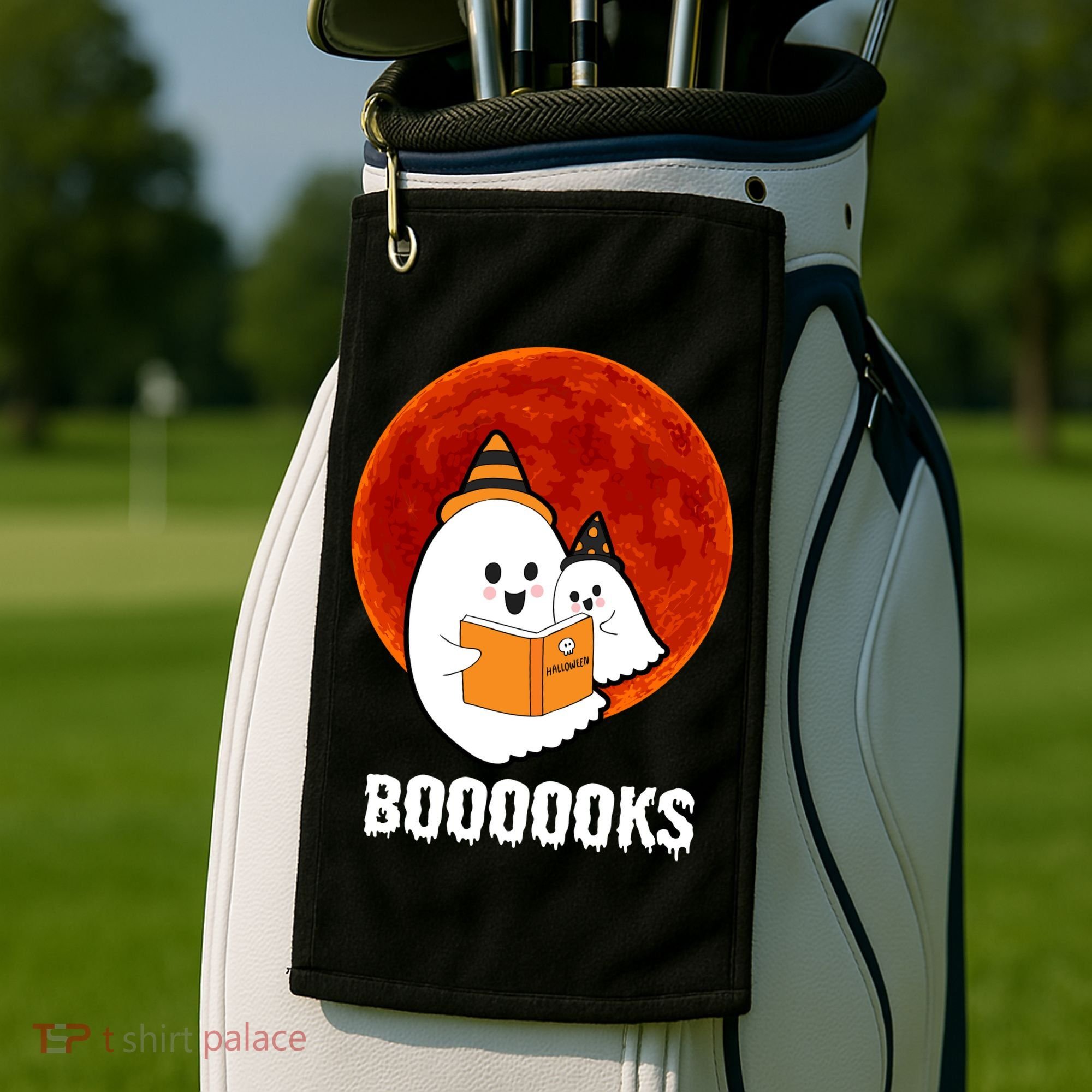 Boooooks Funny Cute Halloween Book Golf Towel