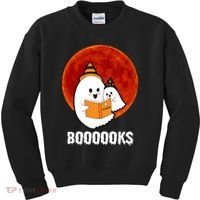 Boooooks Funny Cute Halloween Book Kids Sweatshirt thumb 0