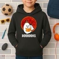 Boooooks Funny Cute Halloween Book Kids Hoodie thumb 2