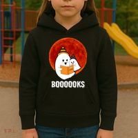Boooooks Funny Cute Halloween Book Kids Hoodie thumb 3