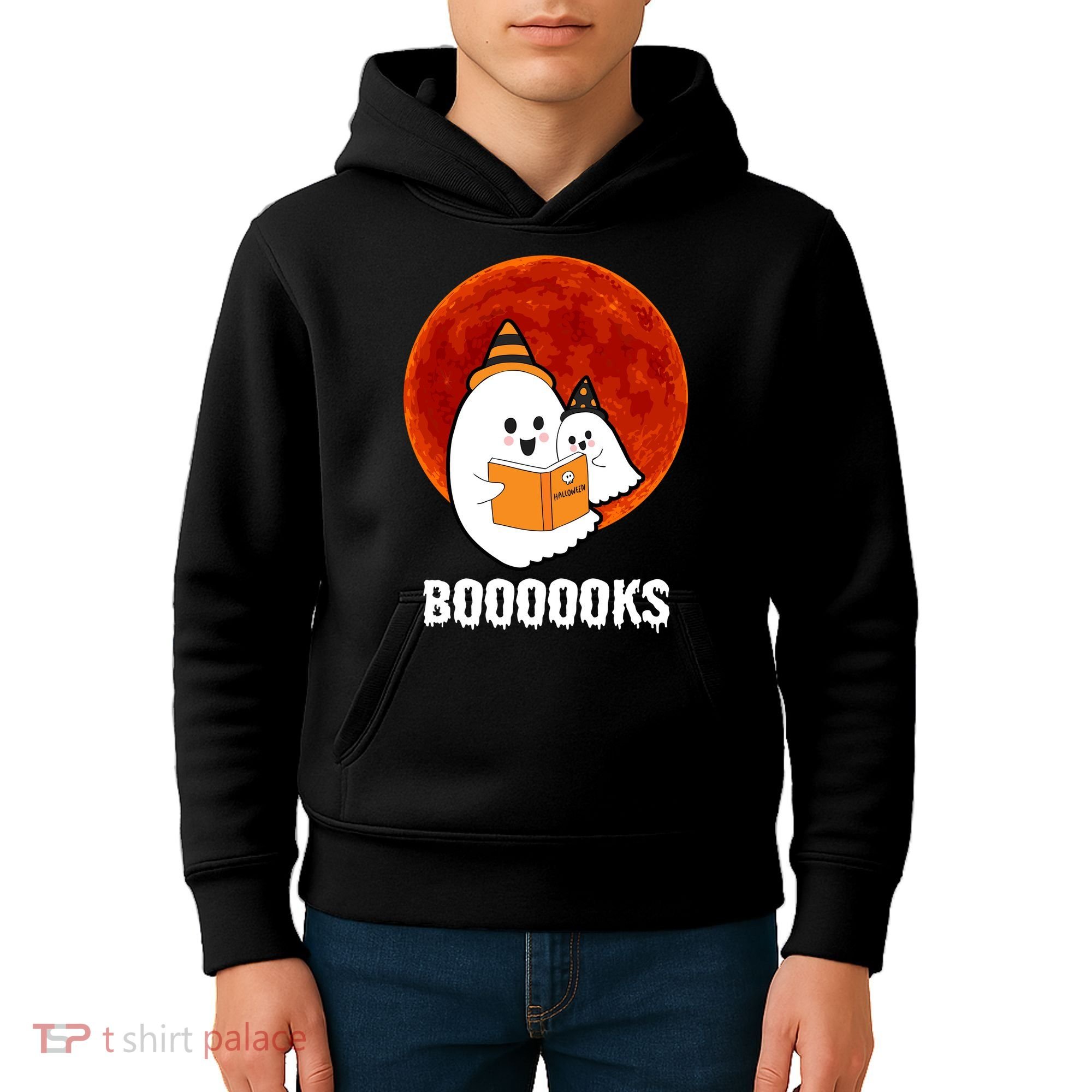 Boooooks Funny Cute Halloween Book Kids Hoodie