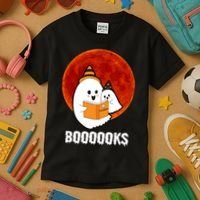 Boooooks Funny Cute Halloween Book Kids T-Shirt thumb 3