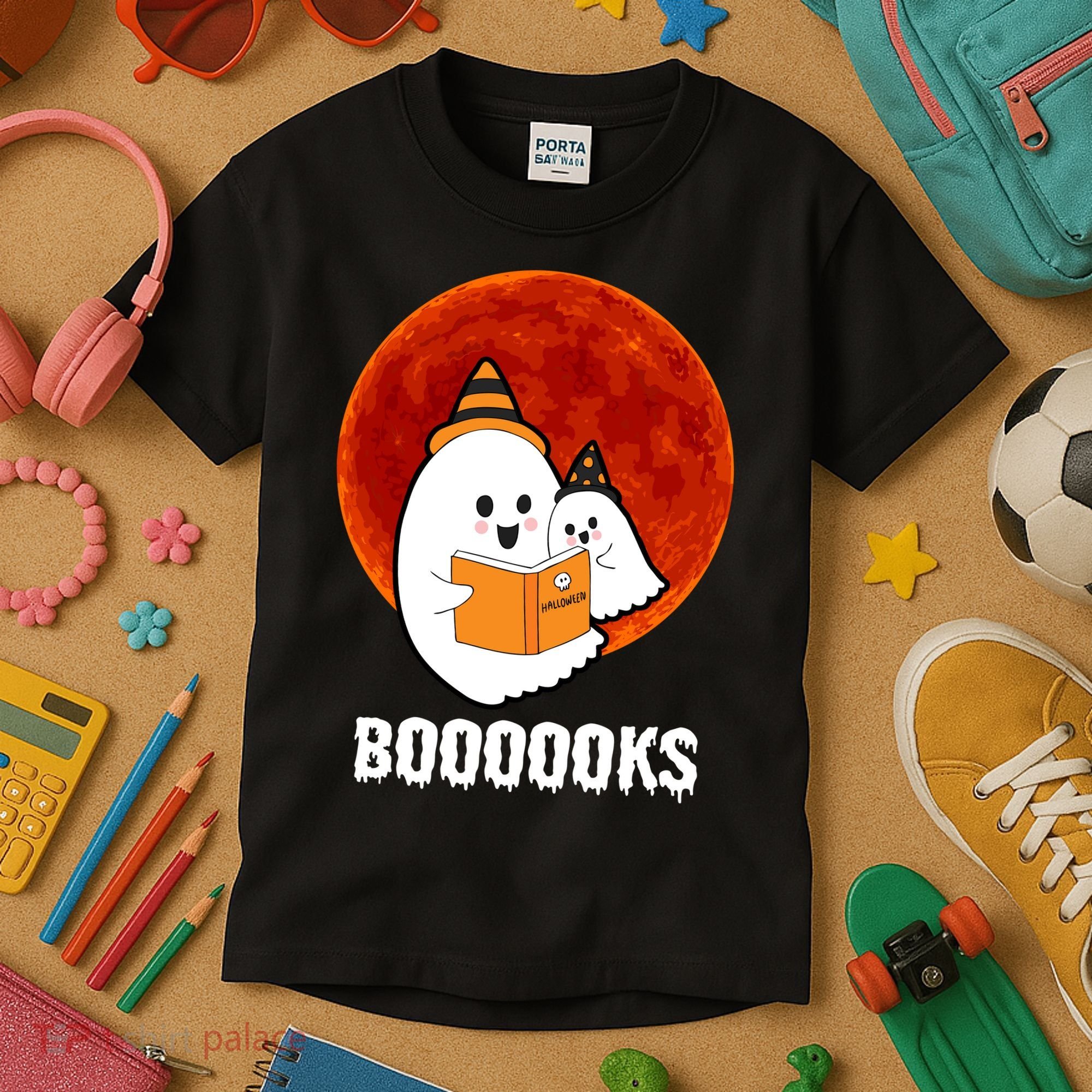 Boooooks Funny Cute Halloween Book Kids T-Shirt