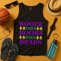 Booze then Boobs then Beads Mardi Gras New Orleans Tank Top thumb 4