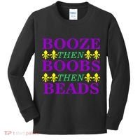 Booze then Boobs then Beads Mardi Gras New Orleans Kids Long Sleeve Shirt thumb 0