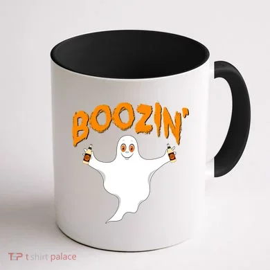 Boozin' Ghost With Beer Coffee Mug back