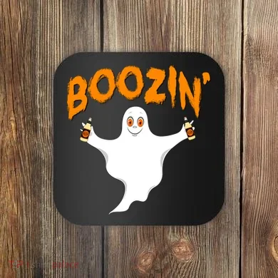 Boozin' Ghost With Beer Coaster