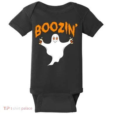 Boozin' Ghost With Beer Baby Bodysuit