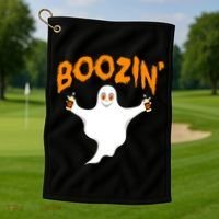 Boozin' Ghost With Beer Golf Towel thumb 1