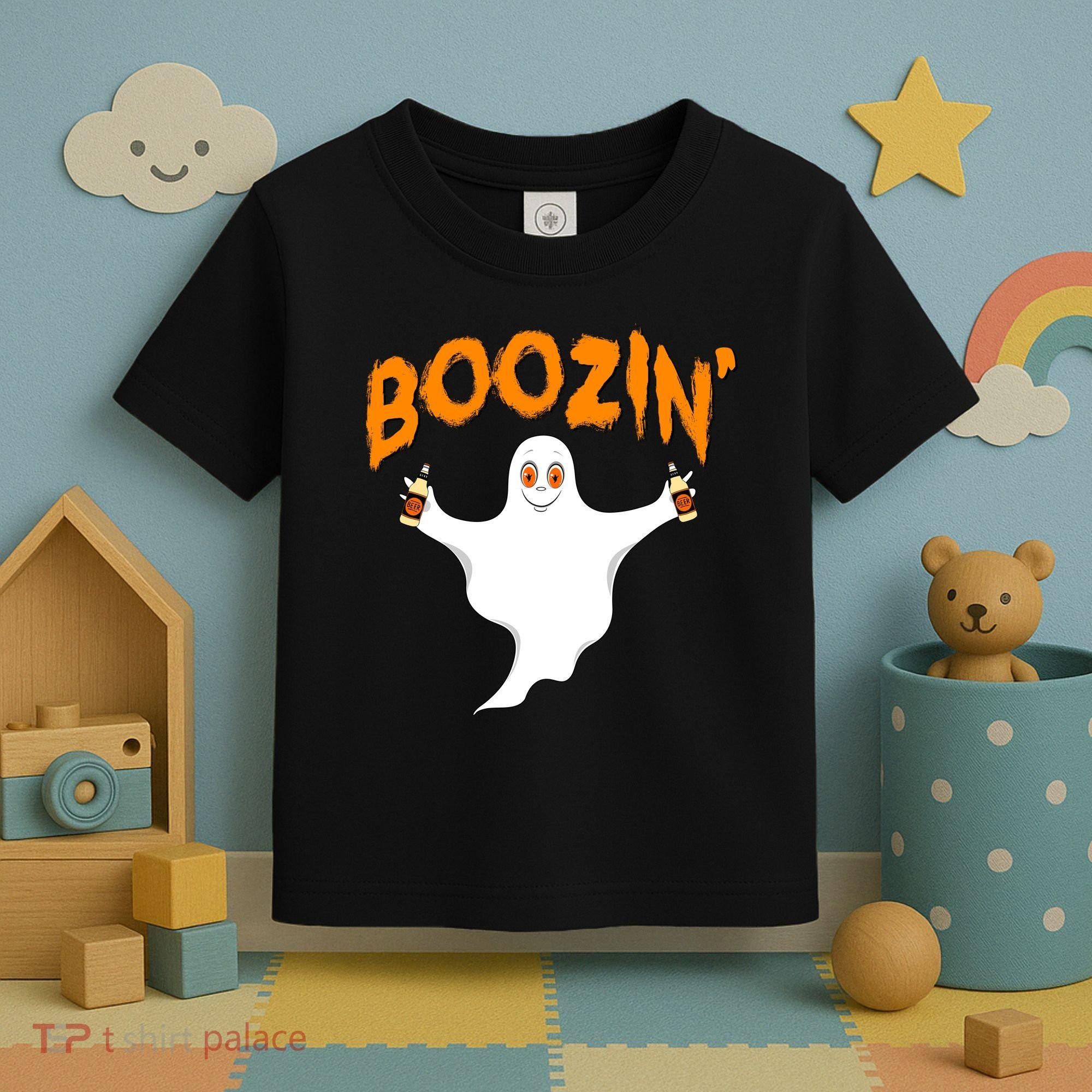 Boozin' Ghost With Beer Toddler T-Shirt