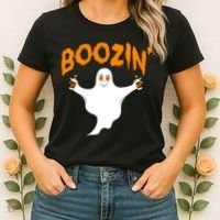 Boozin' Ghost With Beer Women's T-Shirt thumb 2