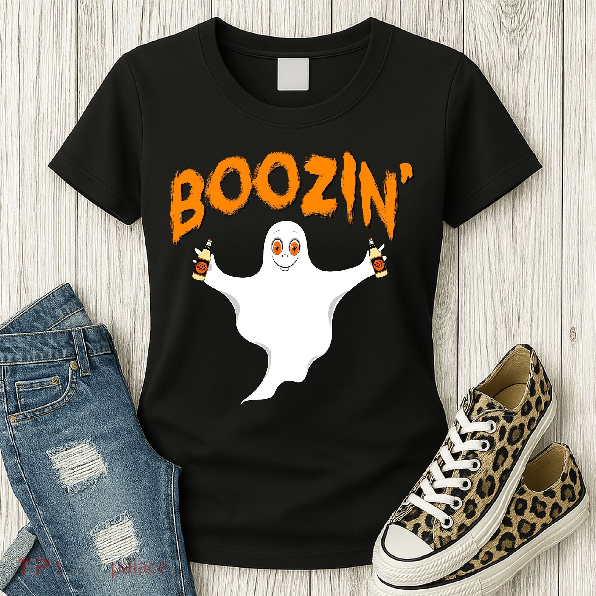 Boozin' Ghost With Beer Women's T-Shirt