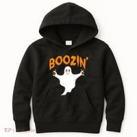 Boozin' Ghost With Beer Kids Hoodie thumb 0